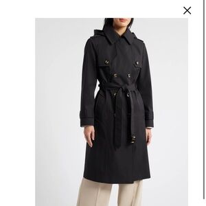Women's Black Hooded Trench Coat